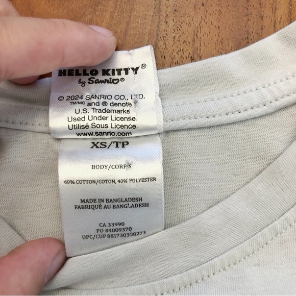 Hello Kitty Oversized Crop Top Graphic Gray T Shirt. - Picture 10 of 11